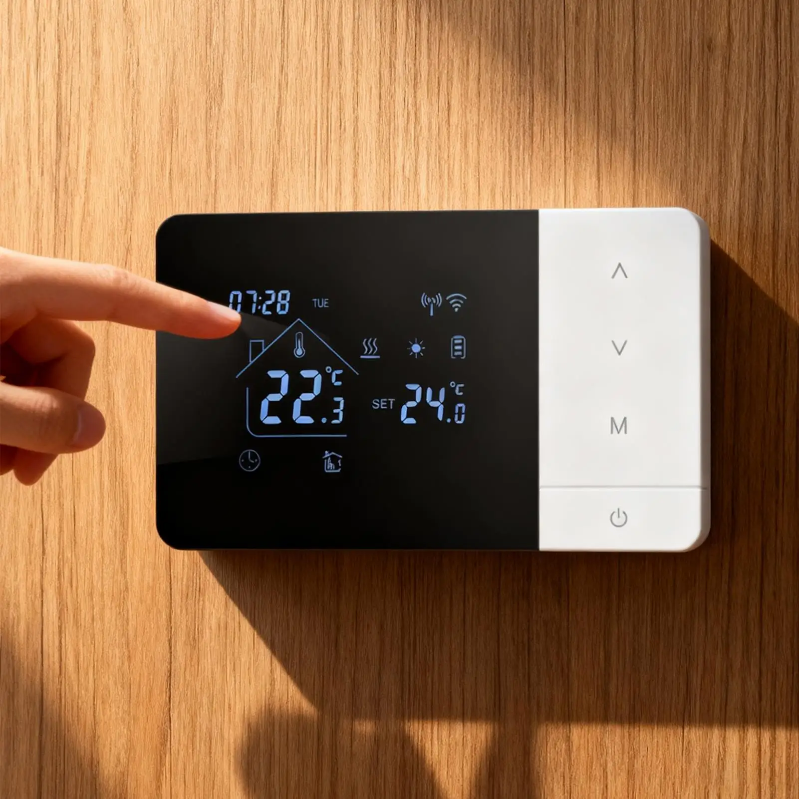 ترموستات لتطبيق المنزل والتحكم الصوتي واي فاي وحدة تحكم في درجة الحرارة مع شاشة تعمل باللمس للمنزل RV فندق غرفة المعيشة الداخلية #3