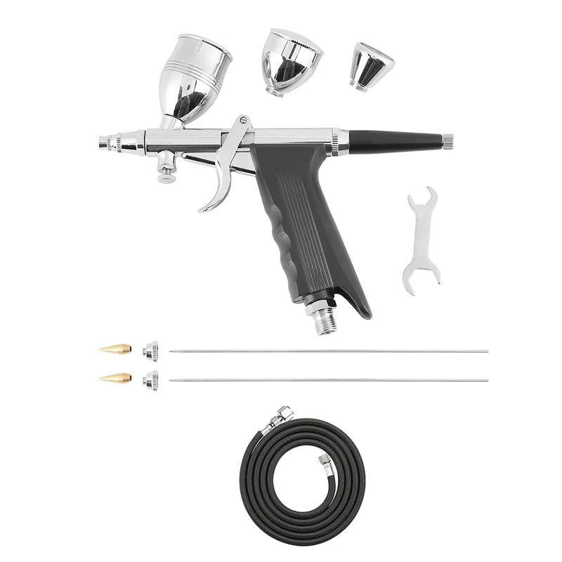 

Airbrush Kit Silver & Black Double Action Trigger Airbrush Airbrush Spray Tool Set For Painting Nails Cake Tattoo Makeup