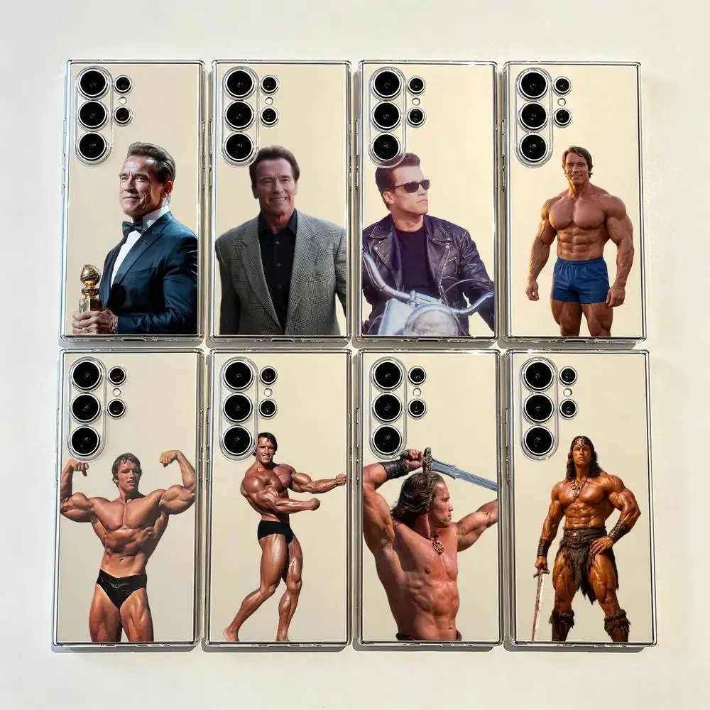 Schwarzenegger Anti-Fall Transparent Printed Phone Case For Samsung Galaxy S26/S25/24/23/22/30/21/10/9,Ultra,Plus
