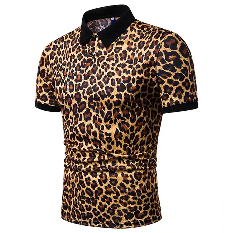 Luxury Leopard Polo Shirt For Men Summer 3D Print Graph Women Lapel Button Short Sleeve Hip Pop Golf T-shirt New Male Clothes