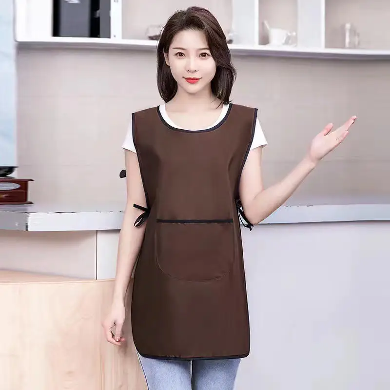 주머니가있는 더러운 방수 주방 앞치마 여성 그림 요리 작업 Pinafore 네일 살롱 미용 앞치마 레스토랑