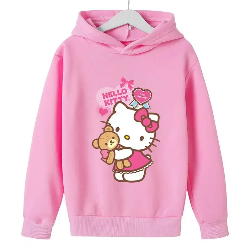 Hello Kitty Kawaii Kids Fashion Boys Clothing Autumn Baby Girls Clothes Cat Suit Children Hoodies Toddler Casual Tracksuits