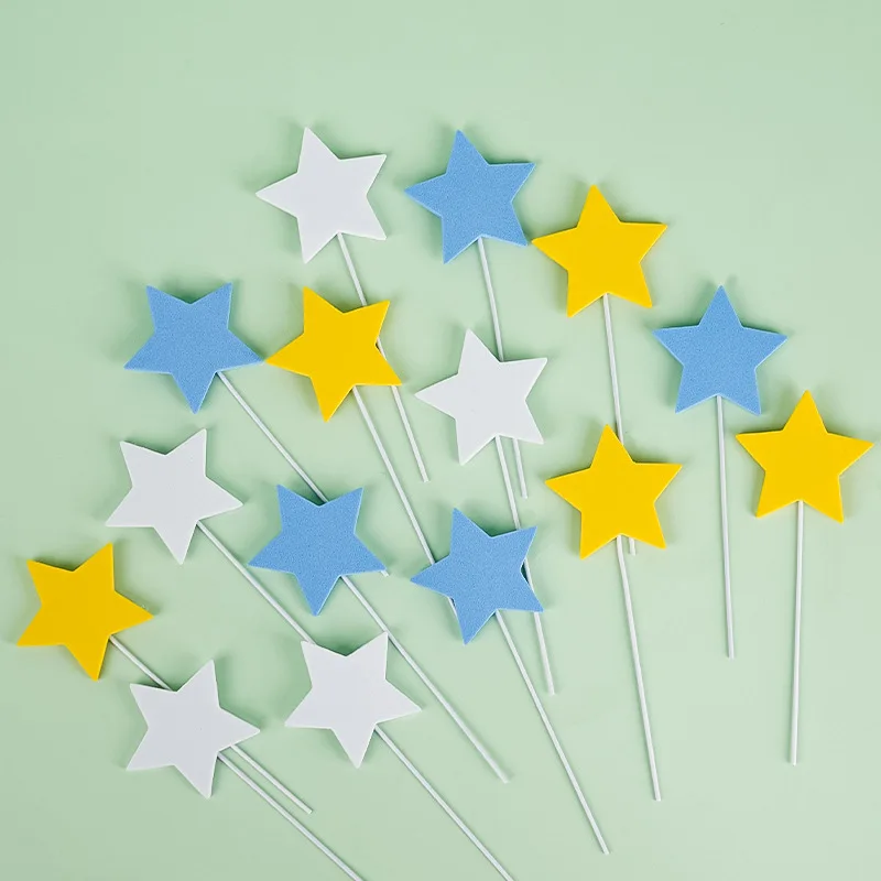 5set Eva Colorful Five-pointed Star Birthday Cake Decoration Plugin Non-edible Baking Party Dessert Table Little Star Decoration