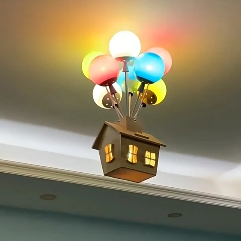 Modern cartoon balloon ceiling lights for children stained glass chandeliers for Boys Girls bedrooms Decorated with LED lights