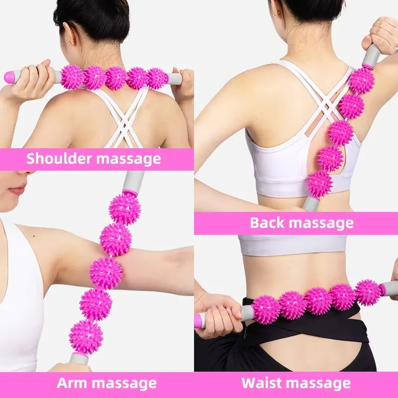 Five pieces per set Massage Ball Roller Stick Muscle Relax Tool Back Pain Relief Physical Therapy Fitness Training Accessory