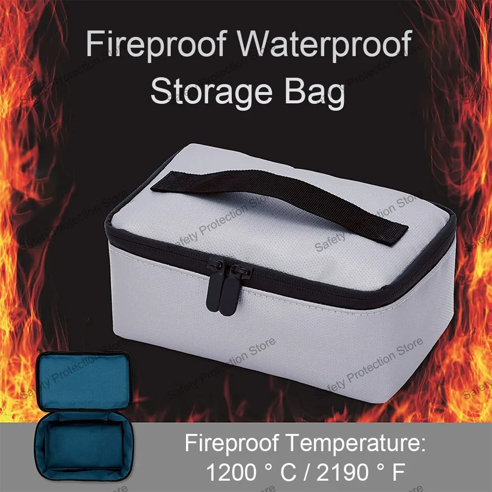 Fireproof Waterproof Document Bag File Passport Fire Resistant Storage Bag Travel Portable Card Handbag Office Organizer Bag