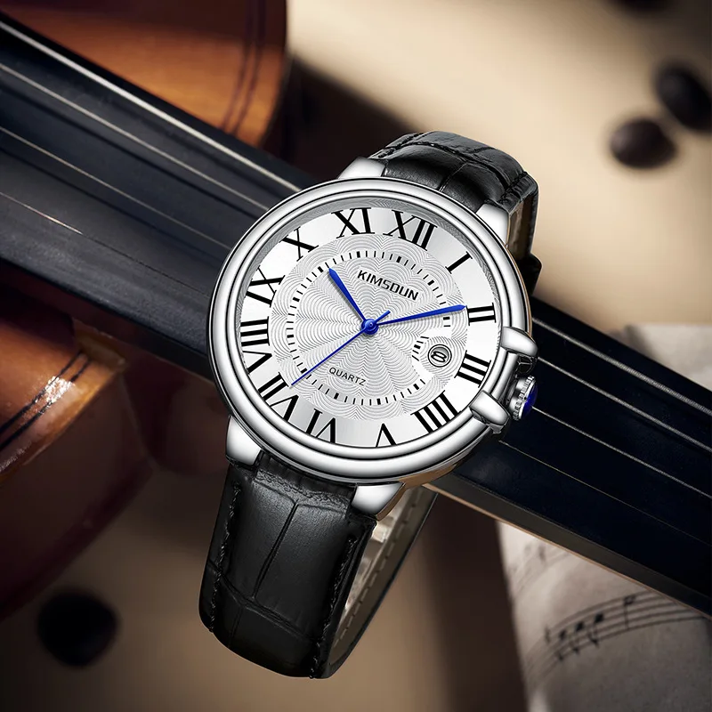 New Men Watch Brand High-End Business Transparent Waterproof Leather Strap Male Fashion Quartz Clock Watches Gift
