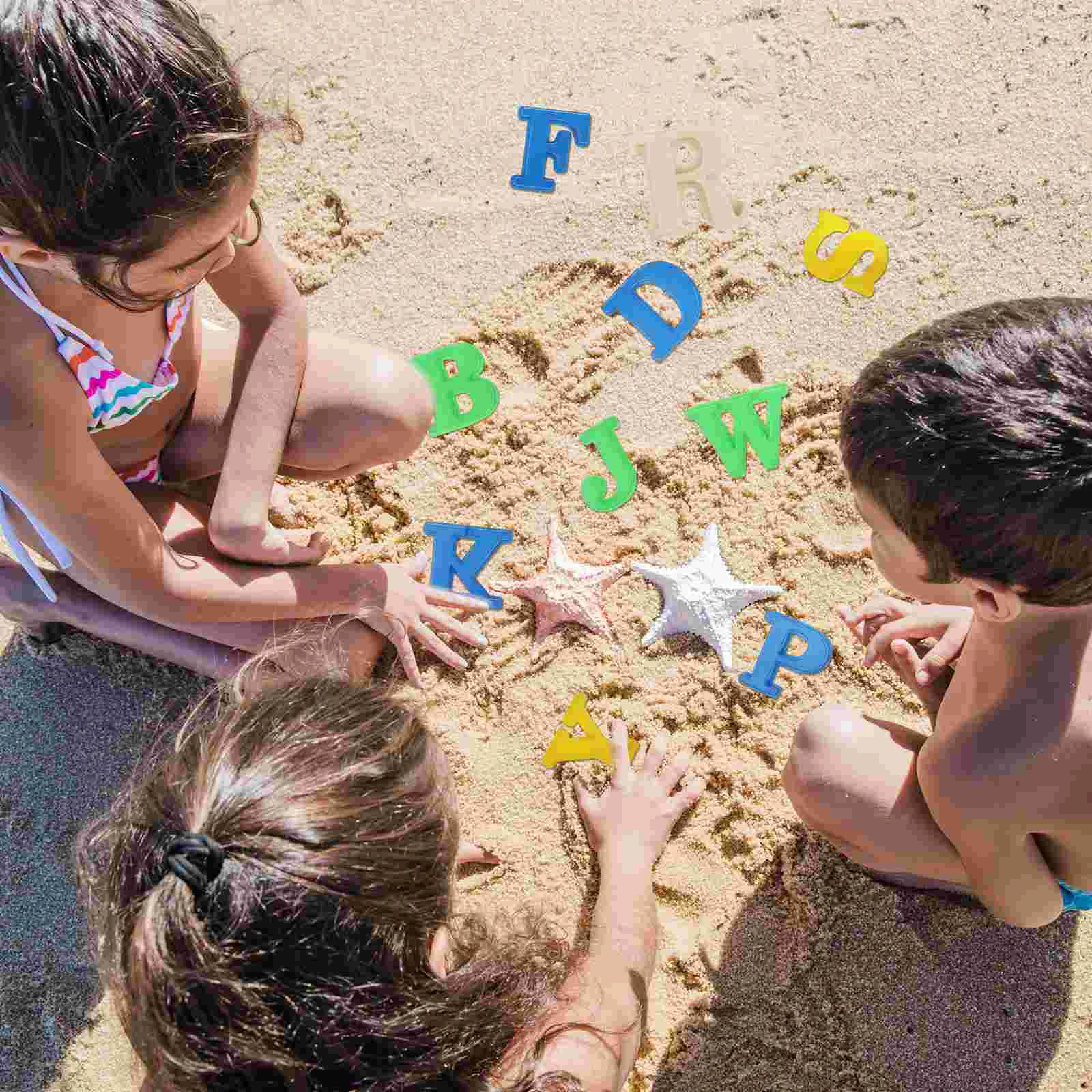 26 unids/pack moldes creativos de modelado de arena de movimiento herramienta de aprendizaje moldes de letras del alfabeto de playa para niños bebés