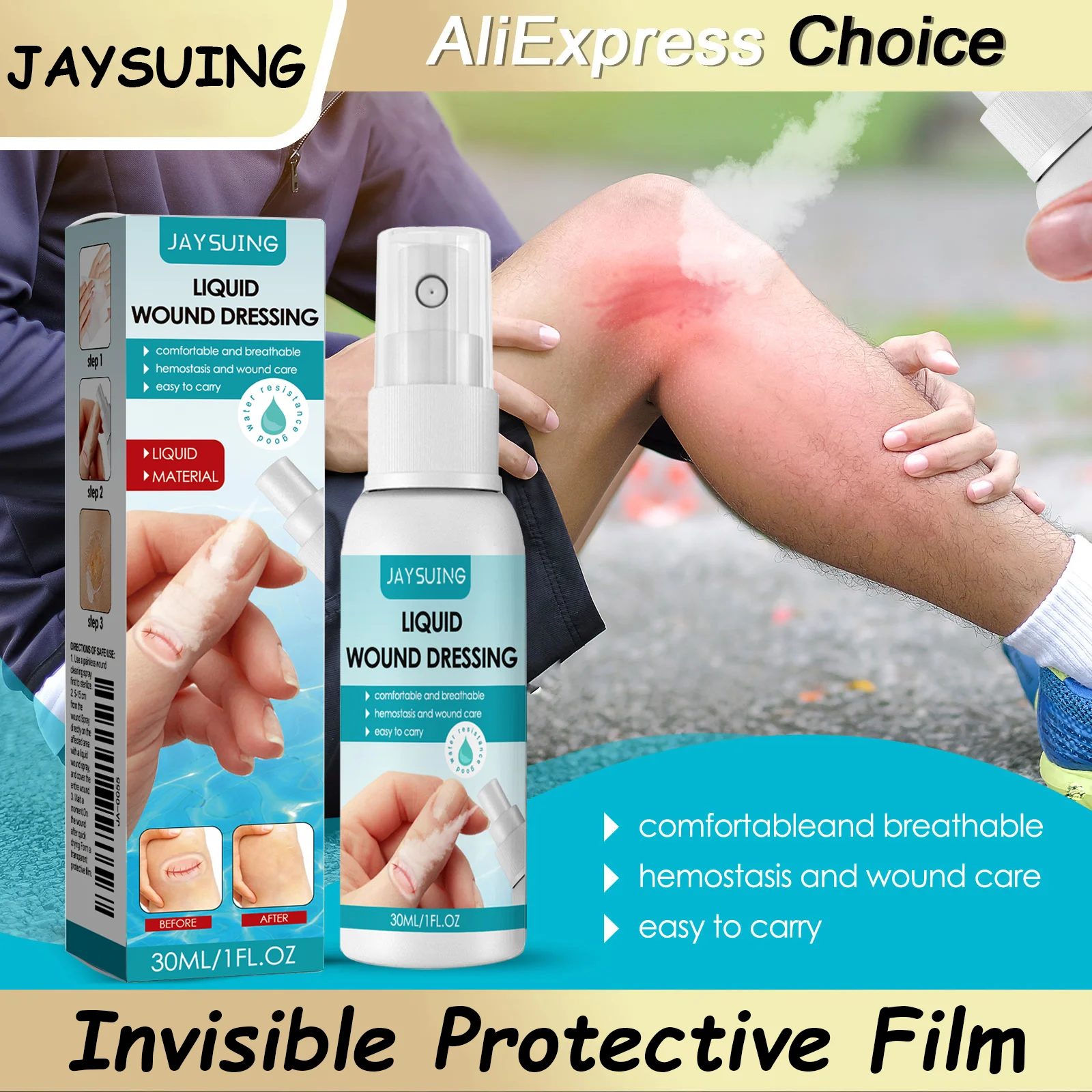 Liquid Bandage Spray Cleansing Waterproof Wound Care Spray Invisible Protective Film Transparent Liquid Breathable Band Aid Mist