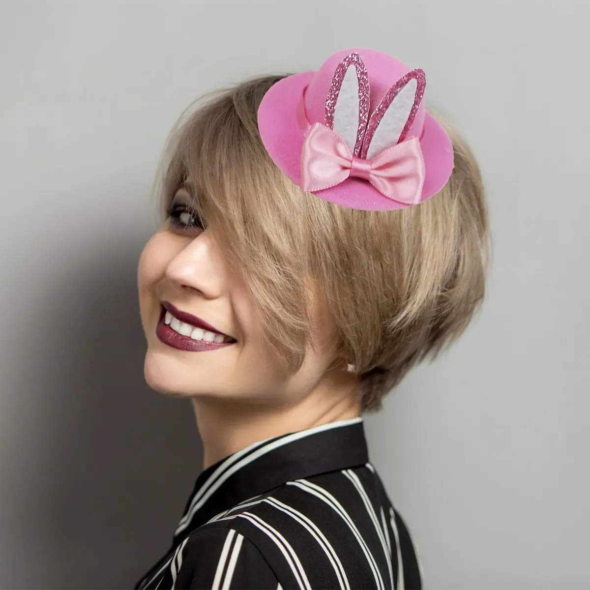 

2Pcs Children Topper Hairpin Bunny Ear Bow Hair Clip Party Hat Style Kids Hair Accessory Cute Present for Birthday Festival