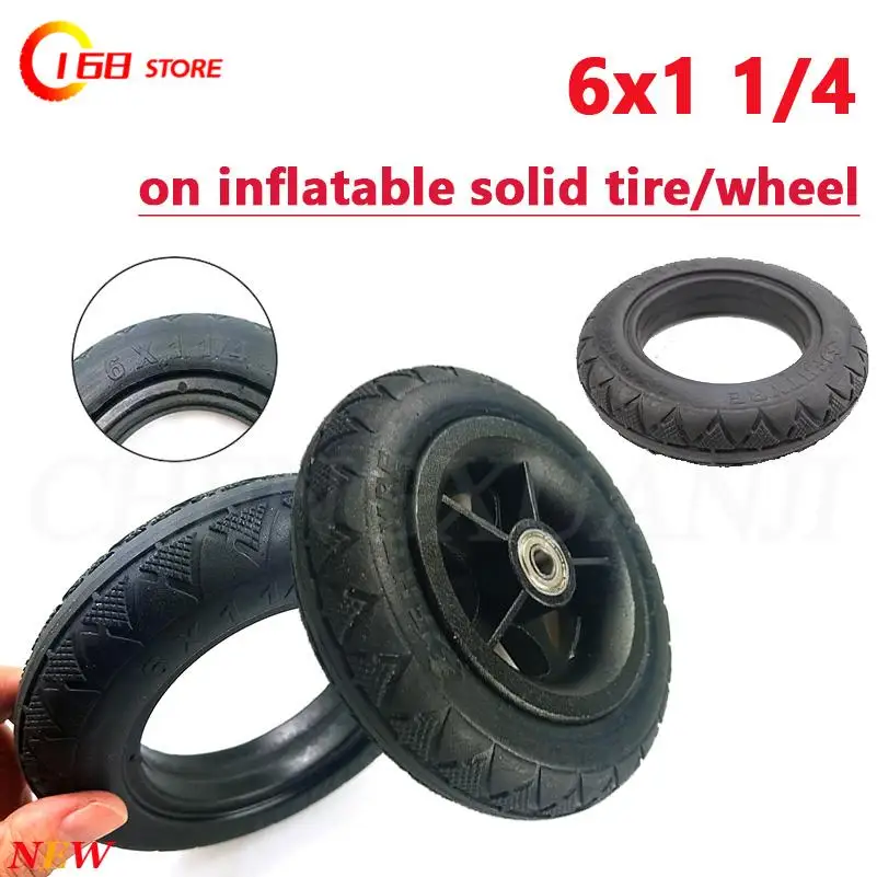 Hot selling 6X1 1/4 solid tire suitable for folding bicycles  mini surfing electric scooter accessories