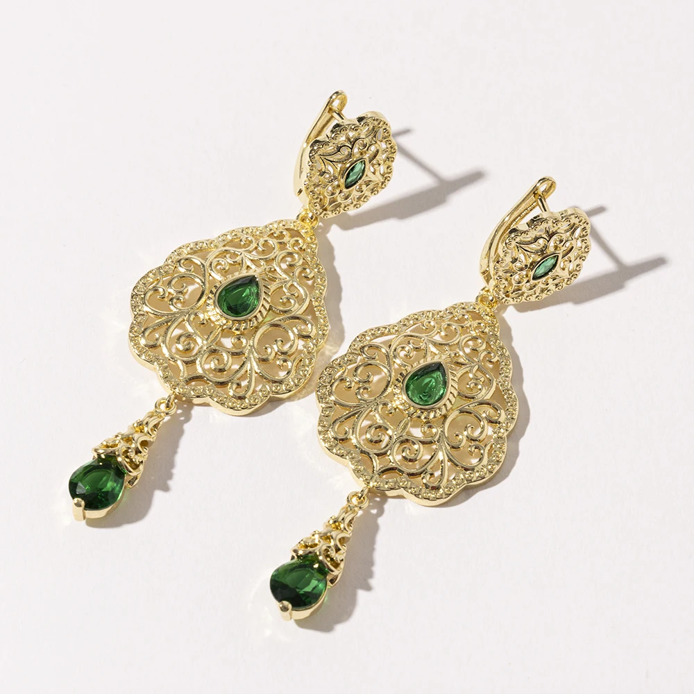 

LUIZADA марокканские длинные серьги-капли с кристаллами для женщин, этнические свадебные украшения, золотые бижутерия на Ближнем Востоке, подарок