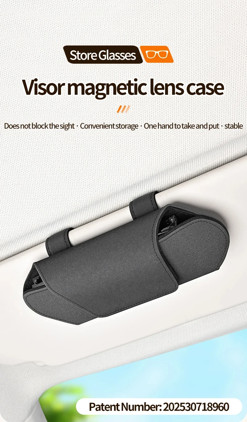 Magnetic car glasses case sun visor holder
