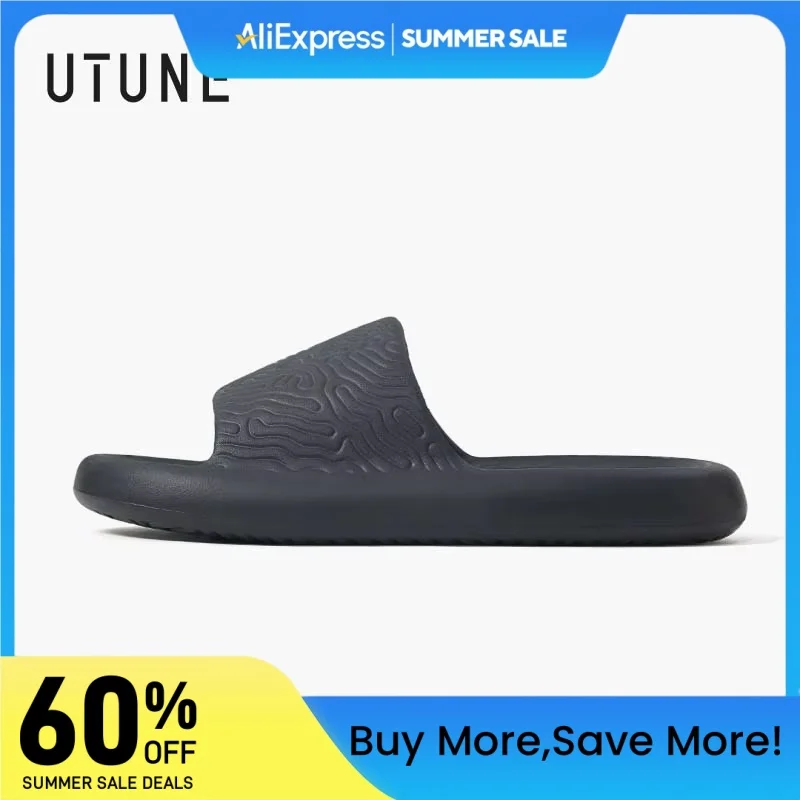 

UTUNE Men's Summer Non-Slip Bathroom Home Slippers Cloud Pattern Soft Sole Lightweight One-Piece Design Outdoor Beach Shoes