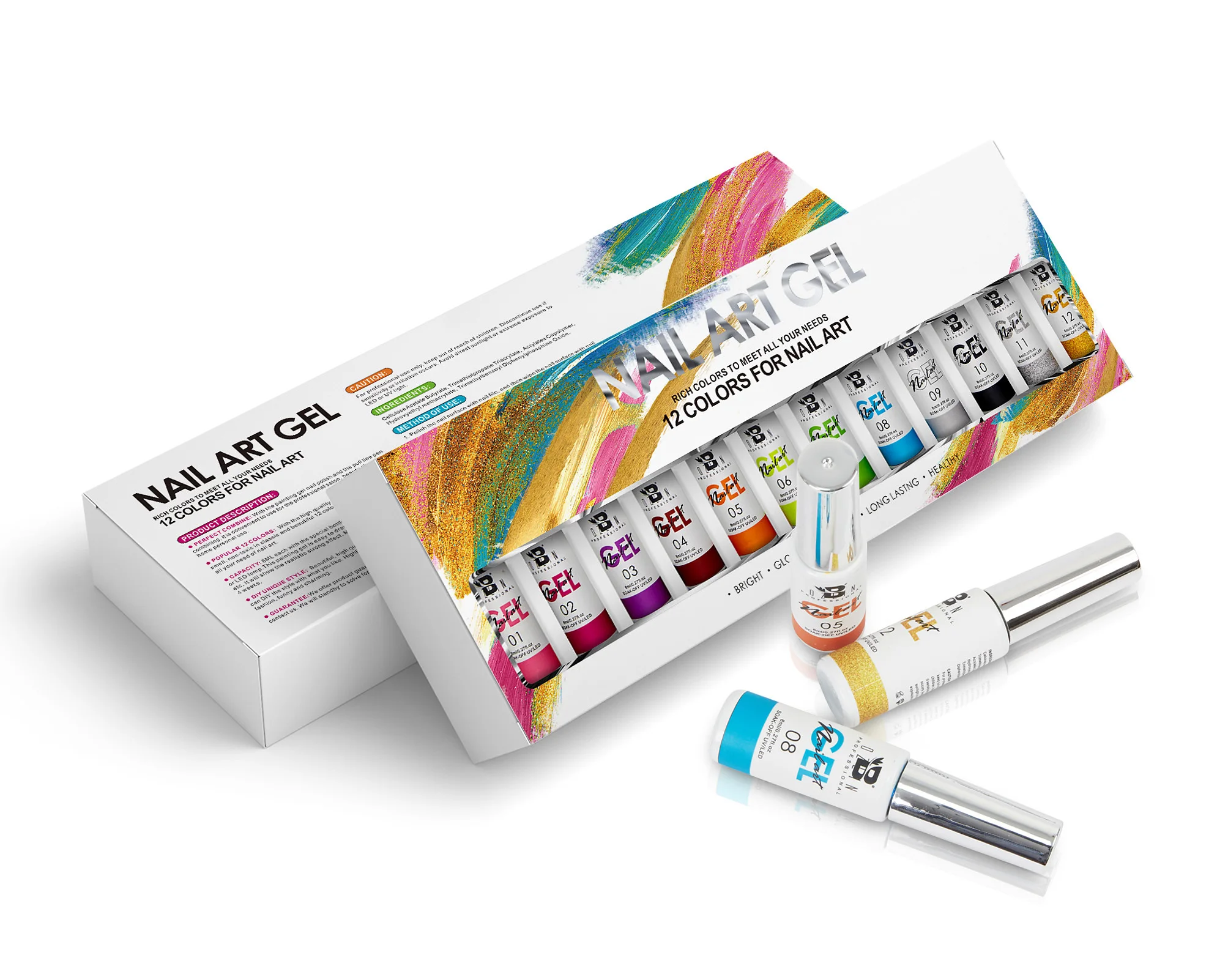 BOZLIN Móng Tay Nghệ Thuật Gel Ba Lan Bộ Ngâm Tắt UV/LED Bán Vĩnh Viễn 12 Cái/Bộ Dầu Bóng Gel Móng Tay Ba Lan Sơn Mài thẩm Mỹ Viện Tranh Thiết Kế