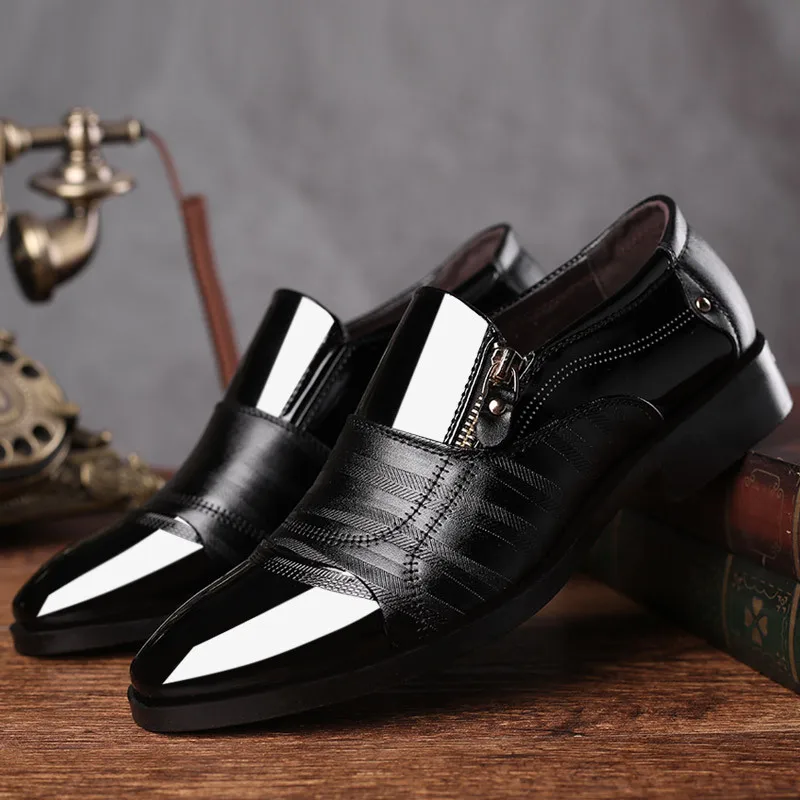 Large Size Men Casual Business Formal Leather Shoes Pointed Toe Men Shoes Slip on Casual Lazy Shoes for Men