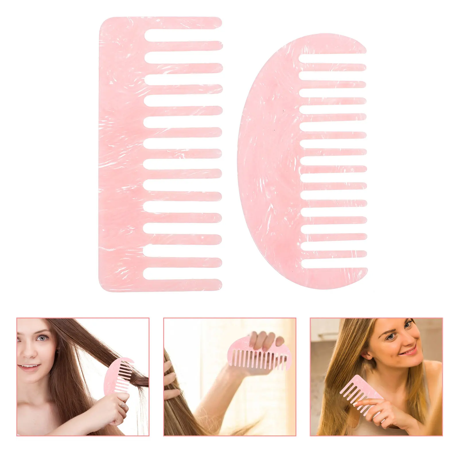 2Pcs Acetate Hair Combs for Women French Side Combs with Fine Teeth Scalp Massage Detangling Comb No No Frizz Hair Care