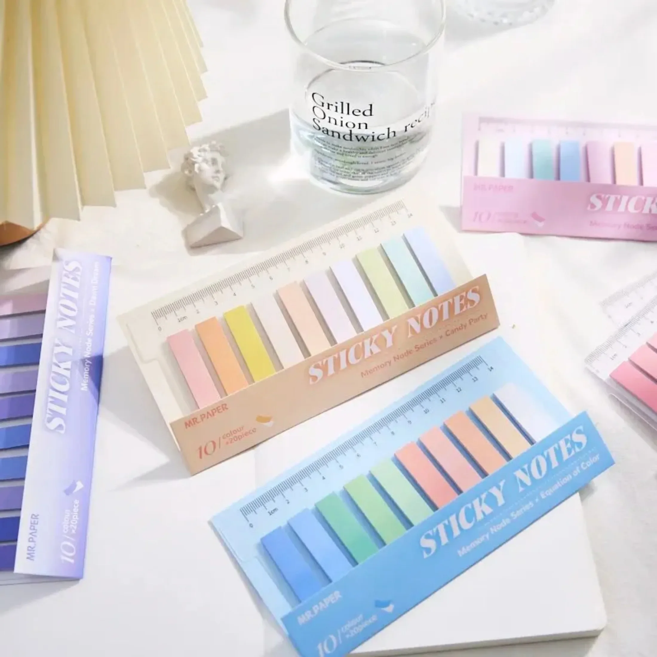 200PCS Simplicity Morandi Gradient Memo Pad Multifunctional Note Markers Index Stickers Stationary Supplies 6 Style