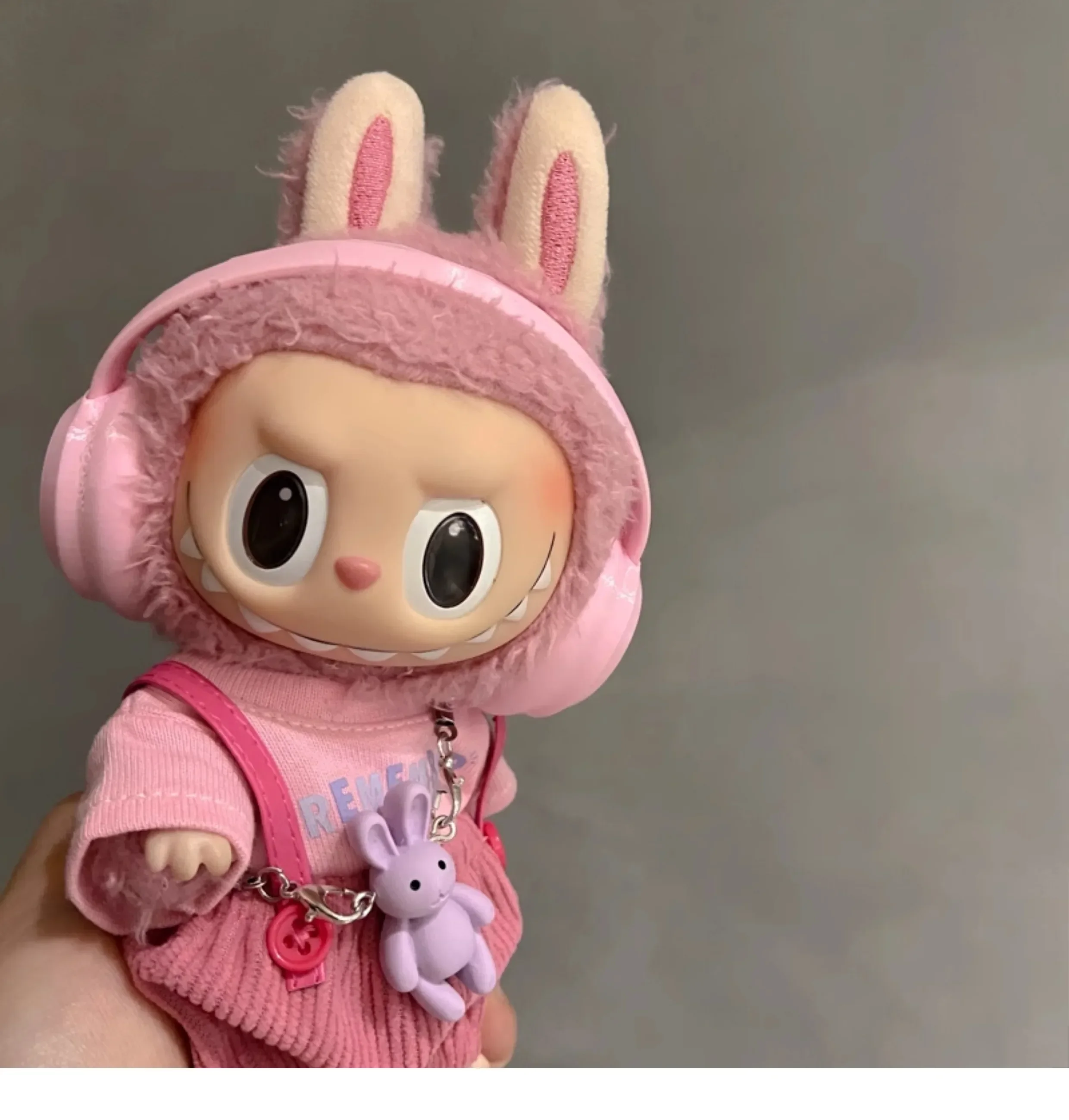 For Labubu 17cm Macaron Color Cotton Doll Earphone Accessories 10cm Fashion Earphones Cute Doll Earphones