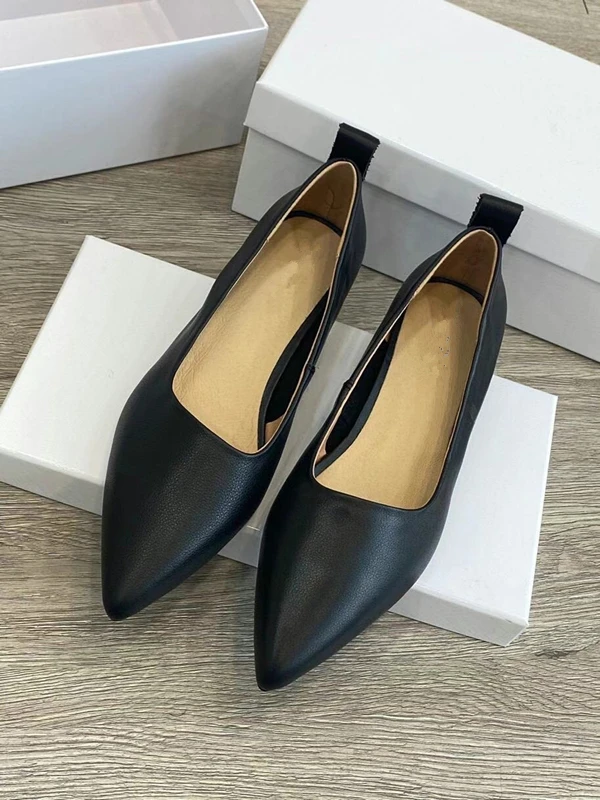 Maxdutti Lefu Shoes Casual and Elegant Slip-On Loafers Women French Fashion Genuine Leather Women's Heel Shoes Woman