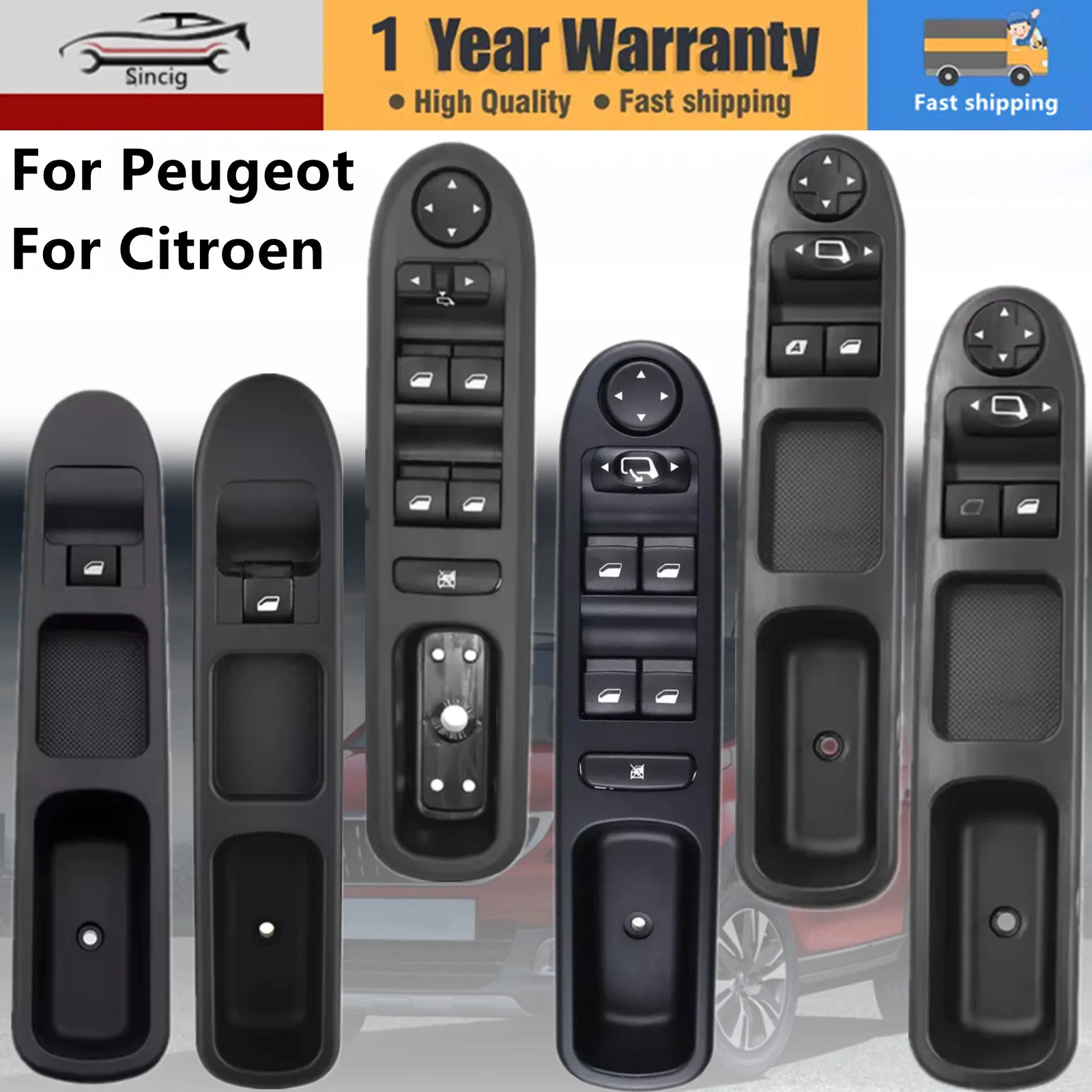 Power Window Switch Lifter Control Button For Peugeot 207 2000-2014 307 407 6554KT 6554QC 6490EH 6490AJ 6554QK 6554QG Citroen C3