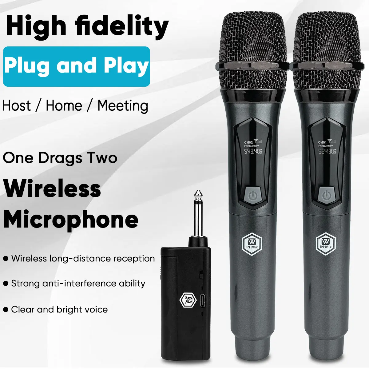 Беспроводной ручной микрофон, портативный микрофон 2,4G, наборы многоперезаряжаемых микрофонов для вечеринок, караоке, церковных шоу, встреч