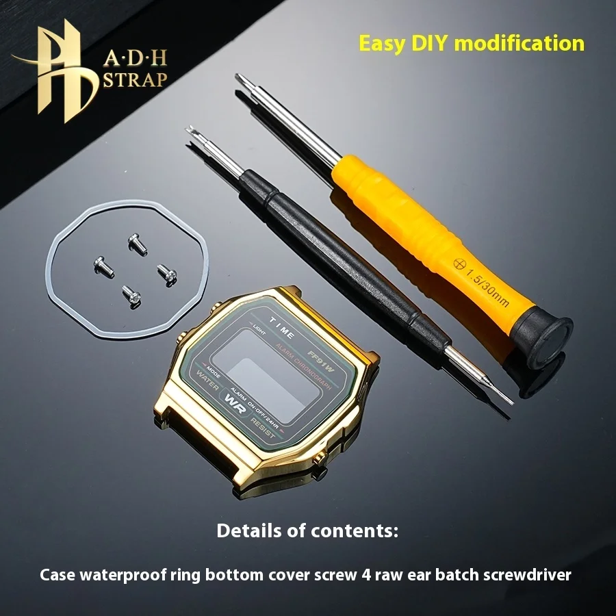 لساعة كاسيو المربعة الصغيرة A158 A168 تعديل حافظة ساعة من الفولاذ المقاوم للصدأ A159 F91 ترقية حافظة معدنية حافظة مقاومة للماء #6