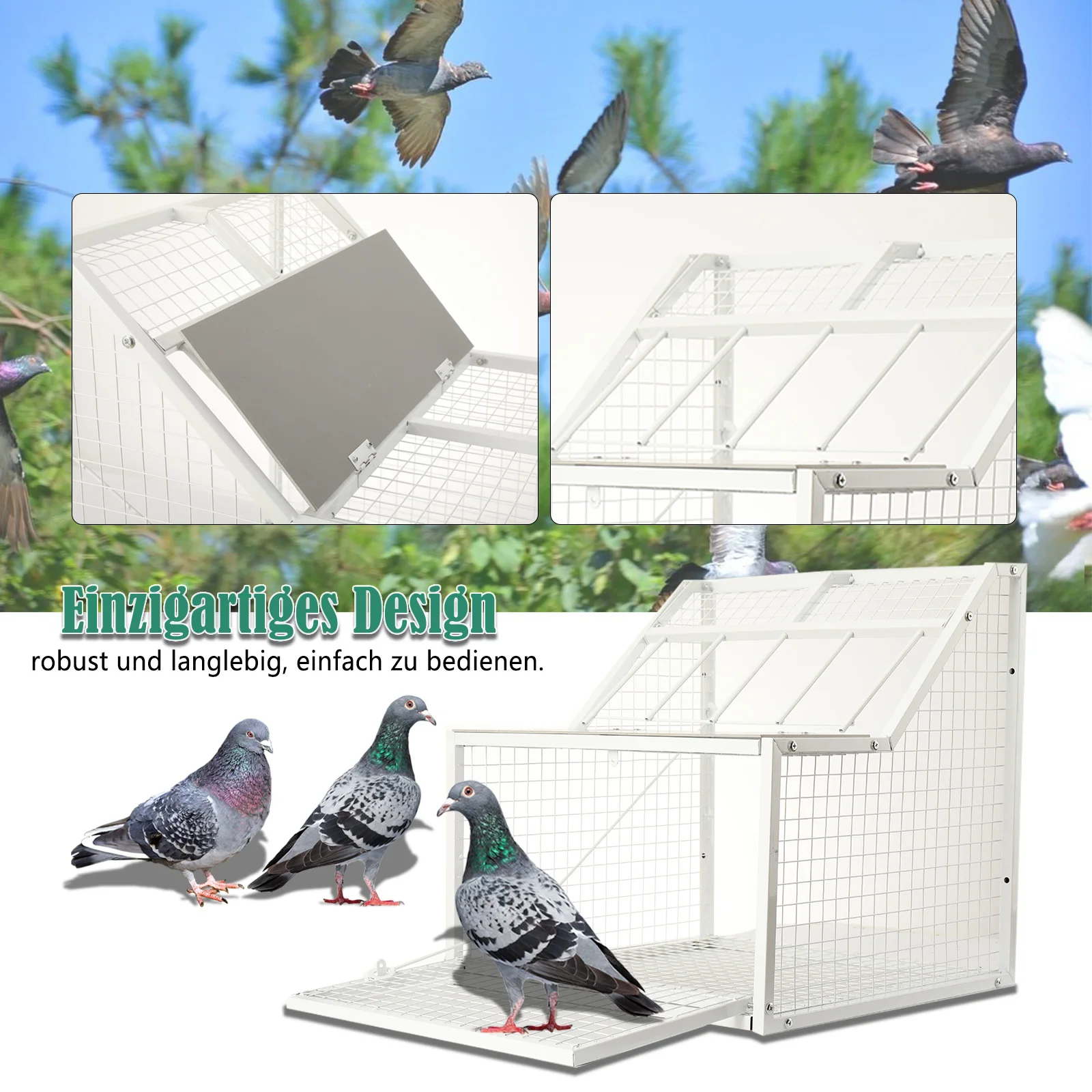 Gabbia per piccioni in metallo per uso domestico, accessori per gabbie per piccioni, gabbia per uccelli in ferro da 50cm/60cm/70cm, colore argento (con pedale)