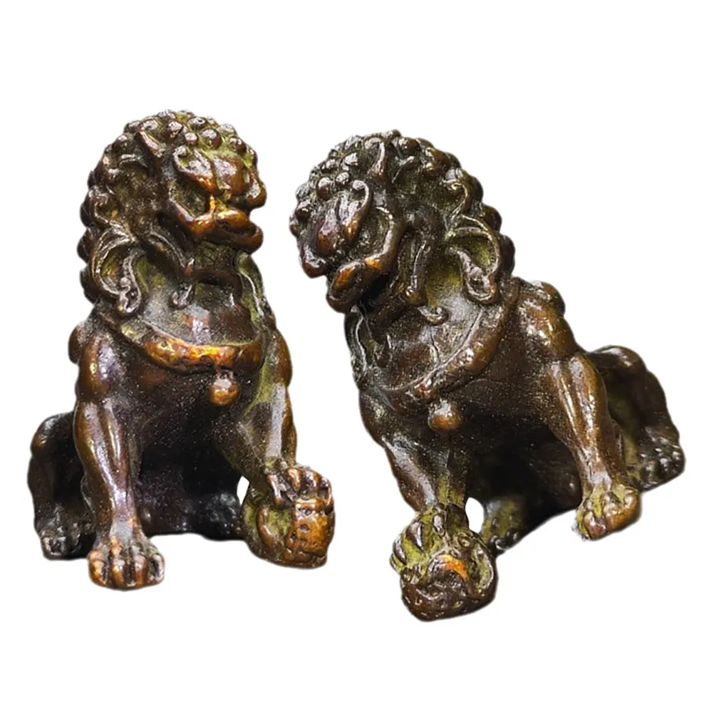 

2 Pcs Palace Door Lion Ornaments Decor Living Room Study Bedroom Office Garden Alloy Miniature Statue
