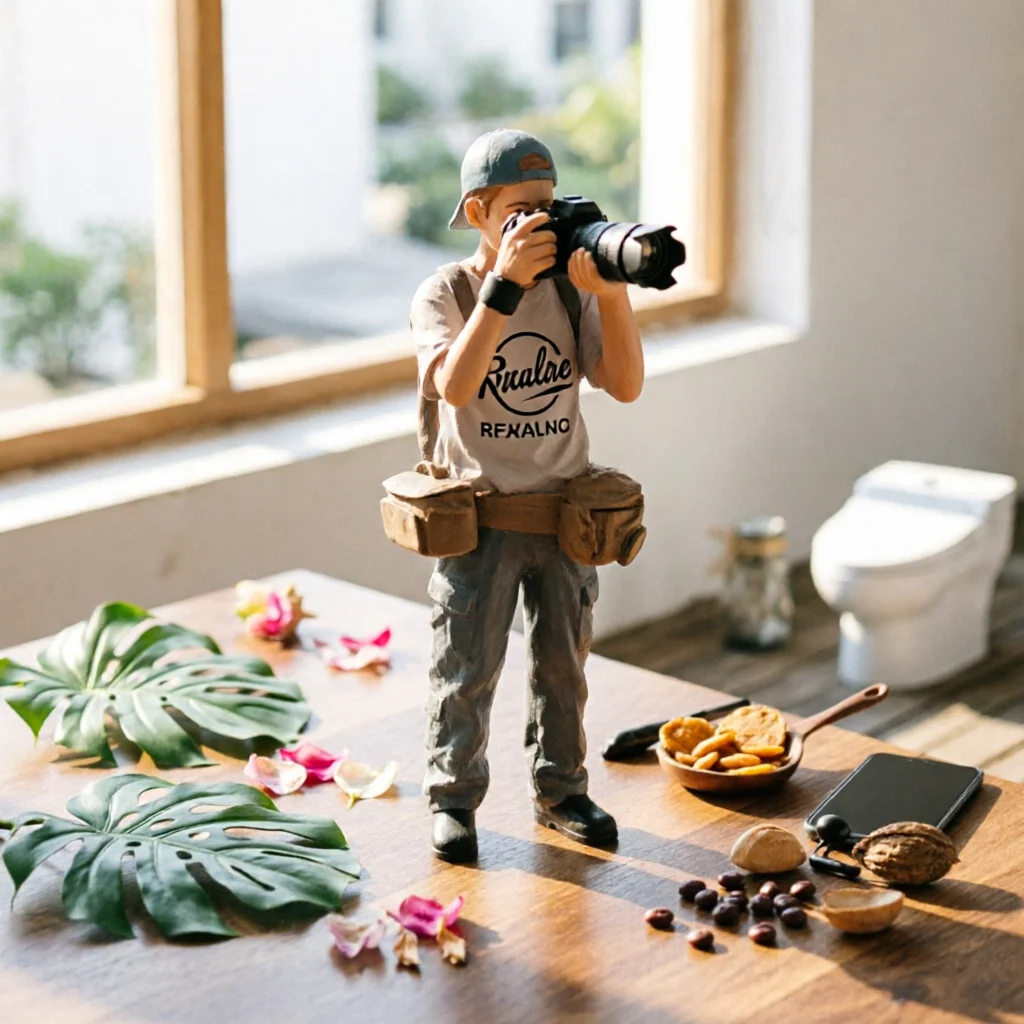 Photographer Figurine Detailed Photographer Miniature Miniature with Camera Resin for Hobbyists, Diorama