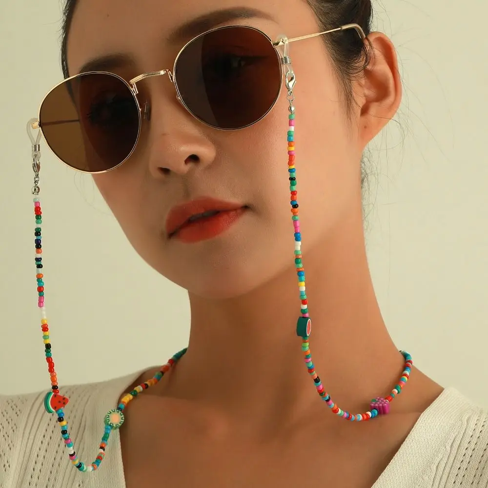 Metal Chain Colorful Bead Glasses Chain Bohemia Style Colorful Sunglasses Chains Neck Strap String Hanging Neck Eyeglass Lanyard