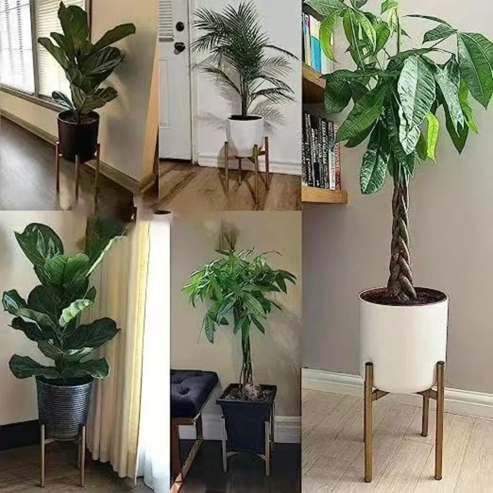 Heavy Duty Metal Plant Stand Adjustable Stable Design Planter Holder Mid Century Modern Corner Floor Stand Plant Display