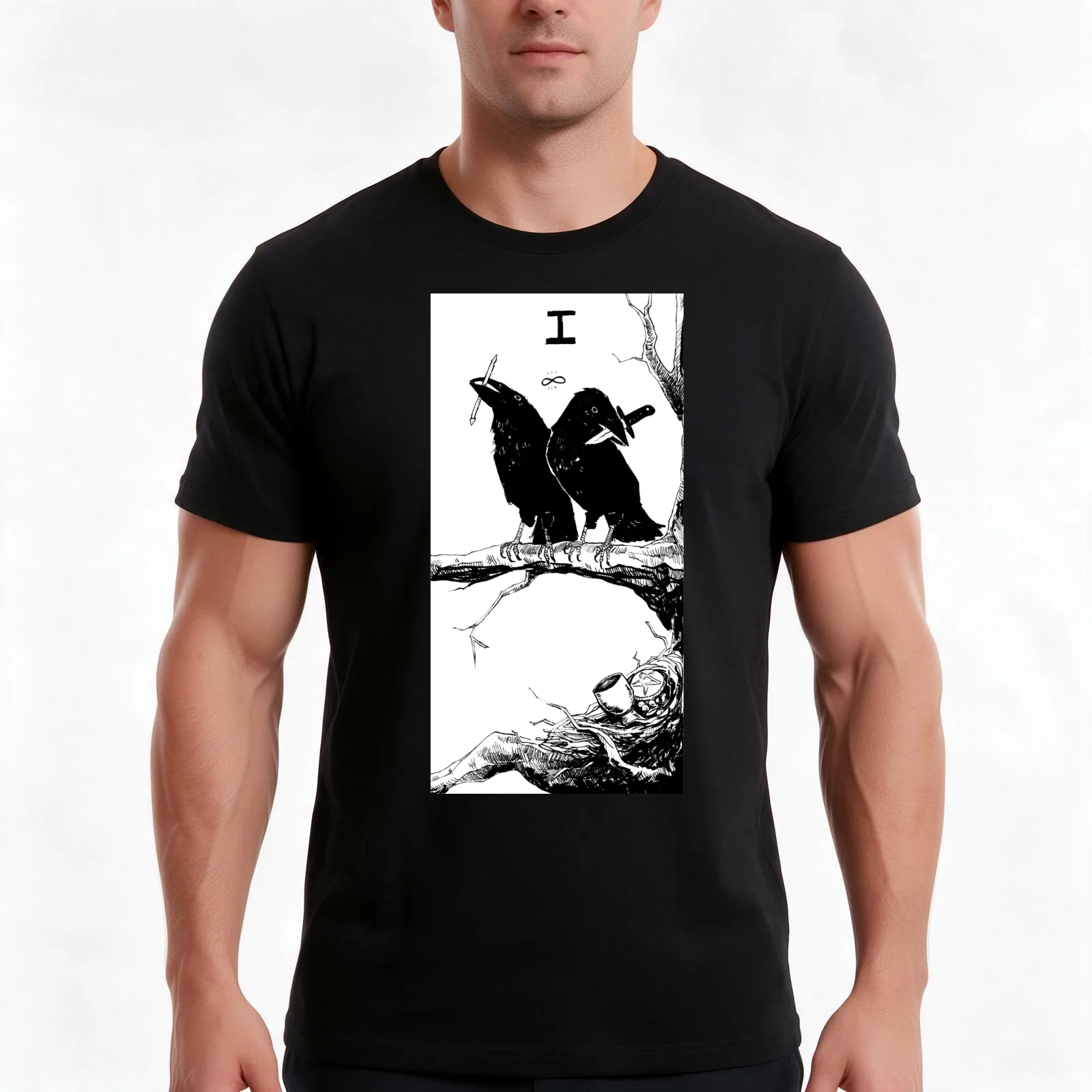 I - The Magician T-Shirt, Summer Casual Cotton Tee, Oversized Streetwear Tops, Vintage Graphic Print, Loose Fit Short Sleeve