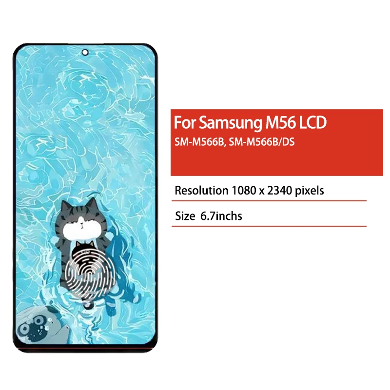 6.74' Super AMOLED For Samsung M56 LCD M566B/DS Display Touch Screen Digitizer Assembly For Samsung M56 5G LCD