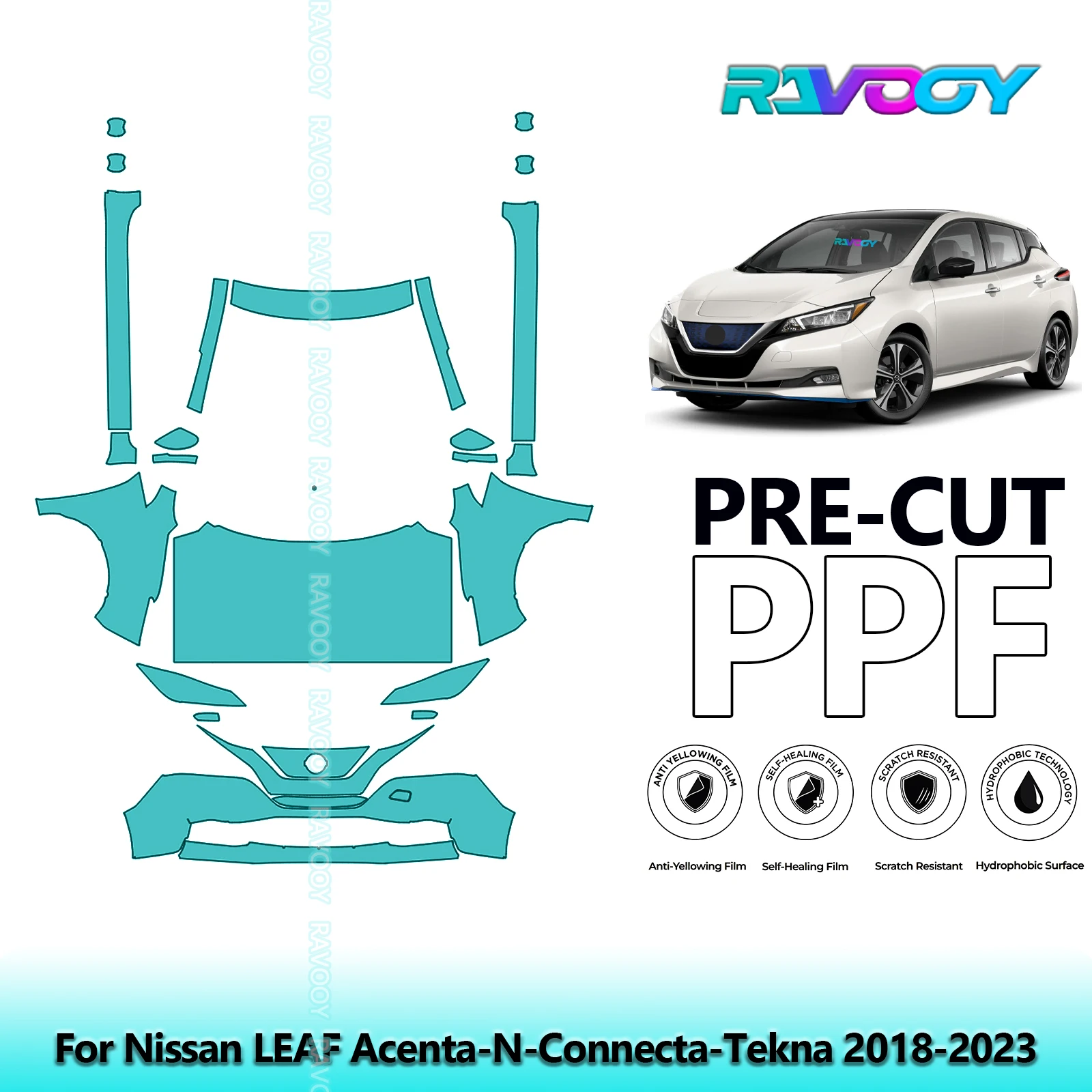 

Front Kit+Rockers Clear Bra Precut PPF Paint Protection Film For Nissan LEAF Acenta-N-Connecta-Tekna 2018-2023