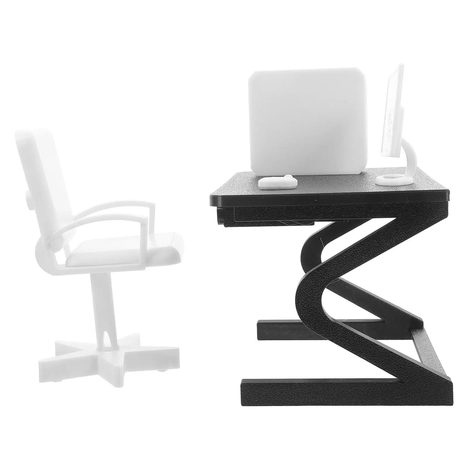 

1Set Miniature Office Furniture 1:12 Scale Realistic Desk Chair Computer Accessories for Dollhouse Display Educational Play and