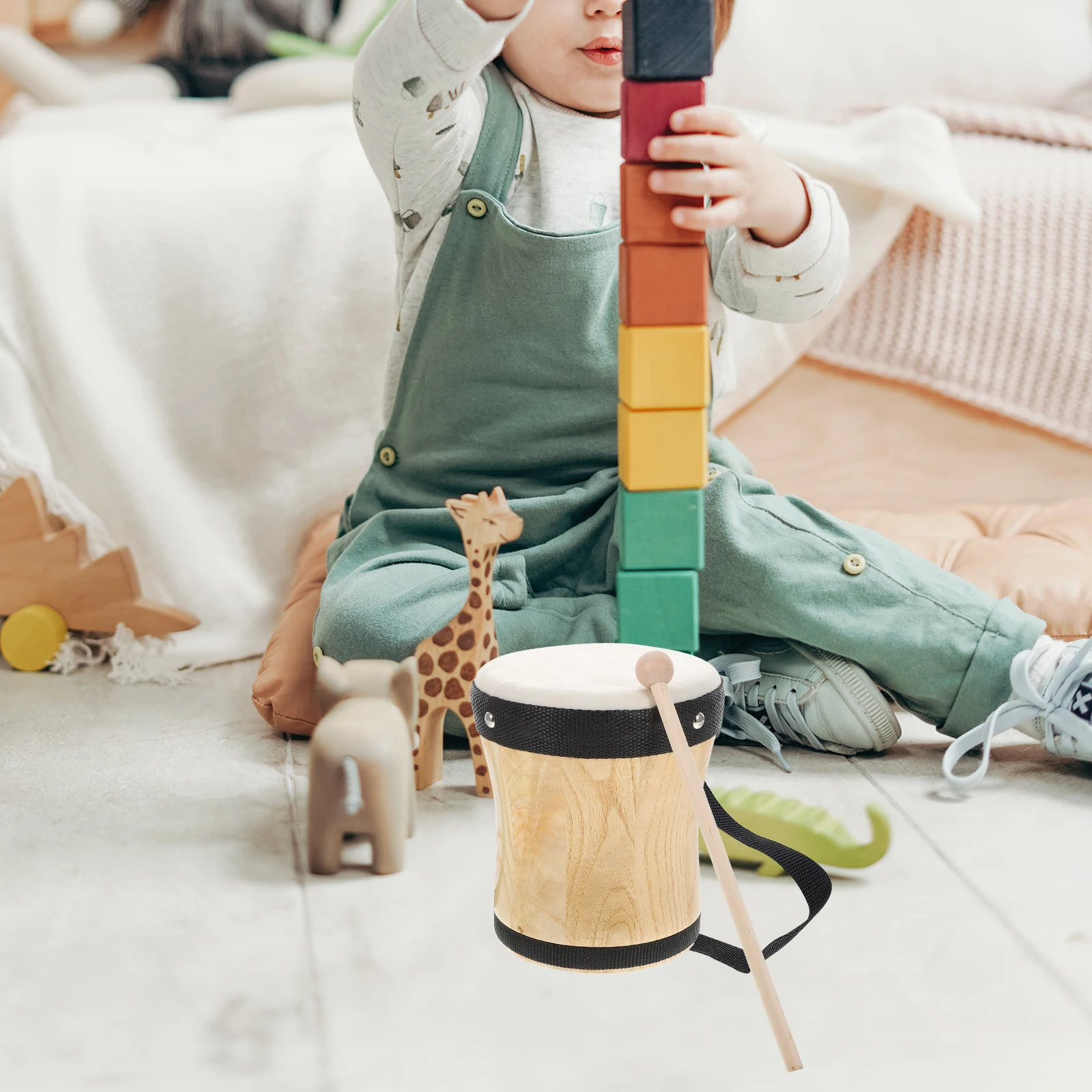 

Wooden Drums Hand-polished Kids Percussion Instrument Toys Lightweight Compact Children Drum Education Toy Musical