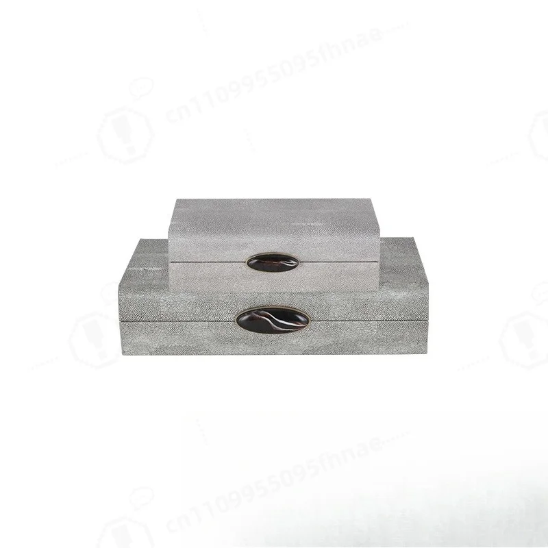 Leather Metal Decorative Jewelry Box, Classic Oriental Storage Ornament, Practical Furnishing Accessory For Model House