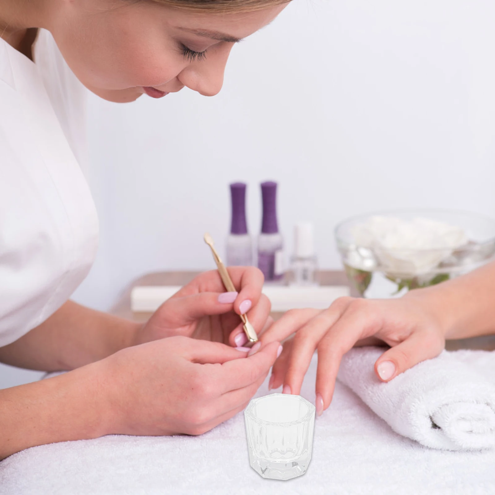 

3Pcs Nail Art Mixing Cup Glass Transparent Liquid Holder Durable Thick Base Manicure Container Nail Cup