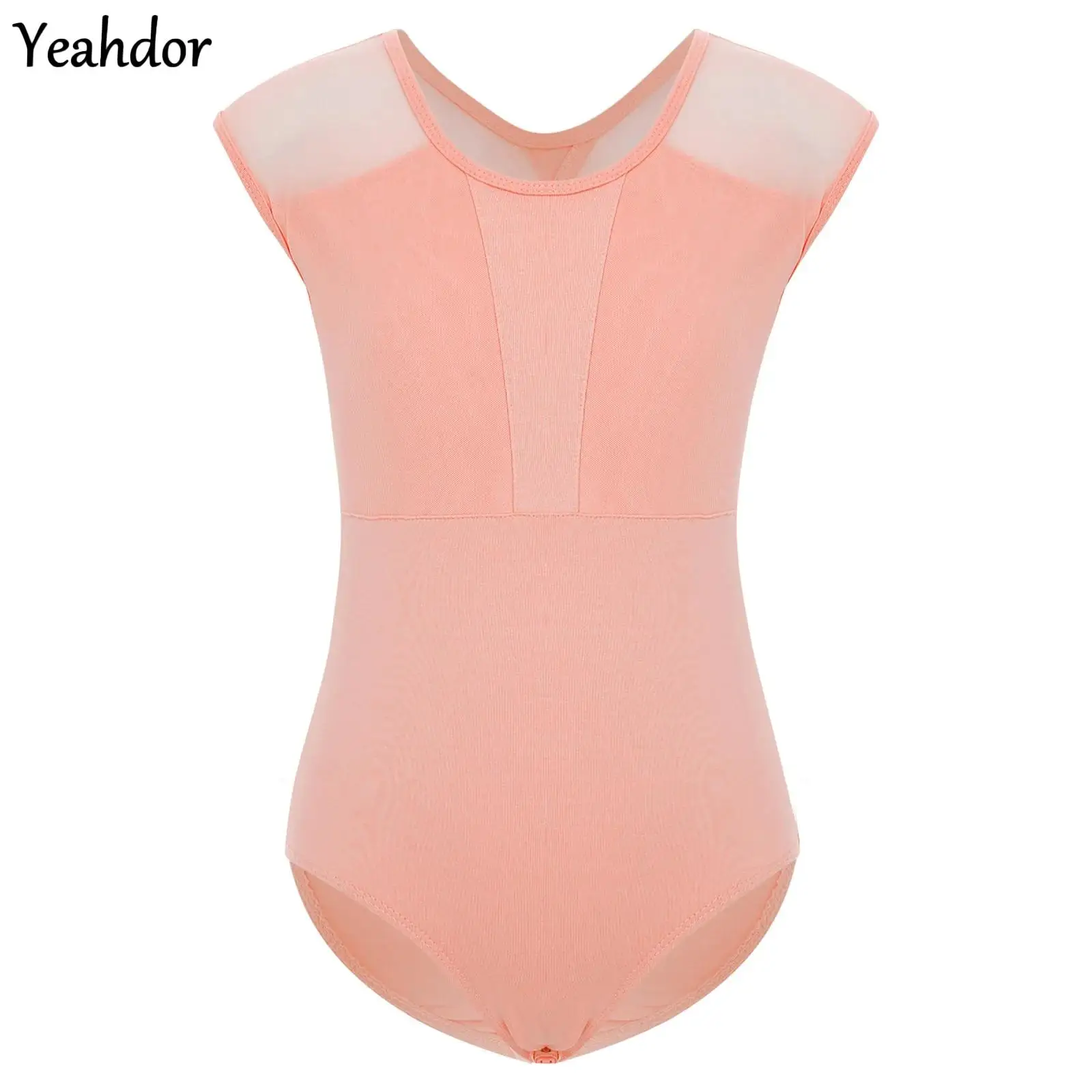 

Girls Sleeveless Ballet Dance Leotard Keyhole Back Sheer Mesh Patchwork Gymnastics Dance Bodysuit Sports Unitard Ballerina Wear