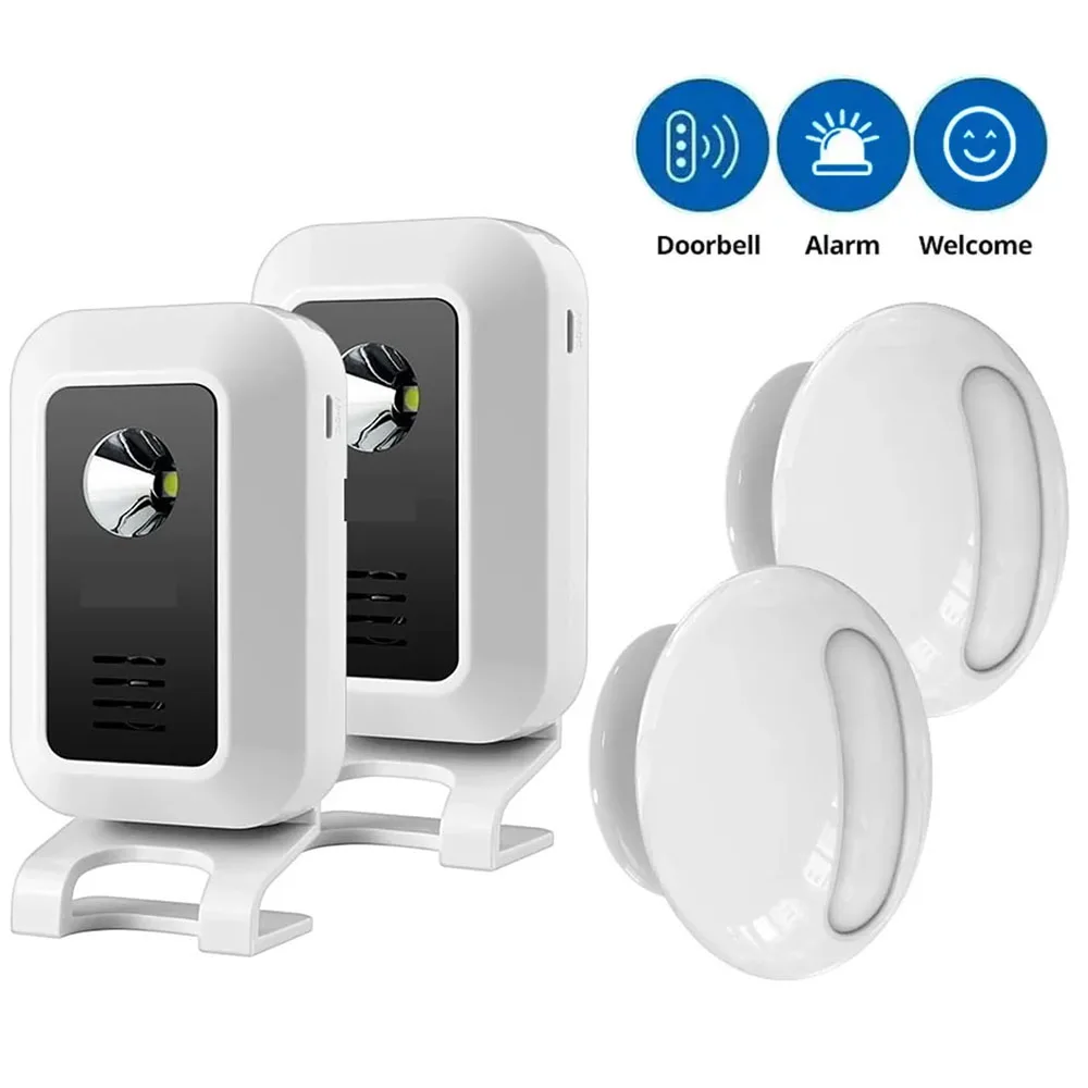 

Mini Welcome Motion Sensor Alarm Doorbell 32 Songs Wireless Chime with LED Night Light for Home Office Window Door Security