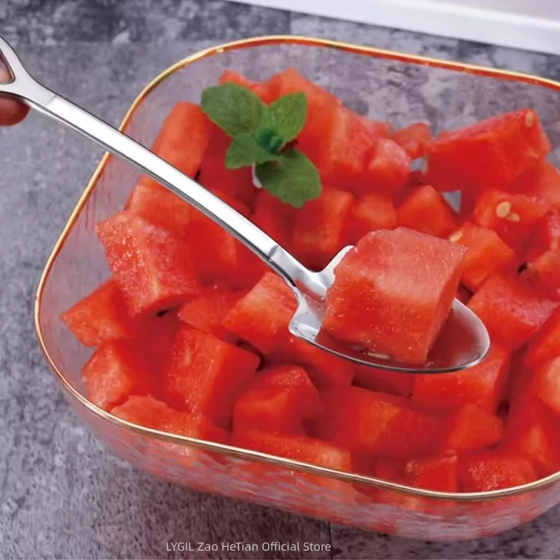 

Creative Scoop Stainless Steel Watermelon Ice Cream Coffee Spoon Tip Quadrate Shovel Scoops Kitchen Restaurant Party Supplies