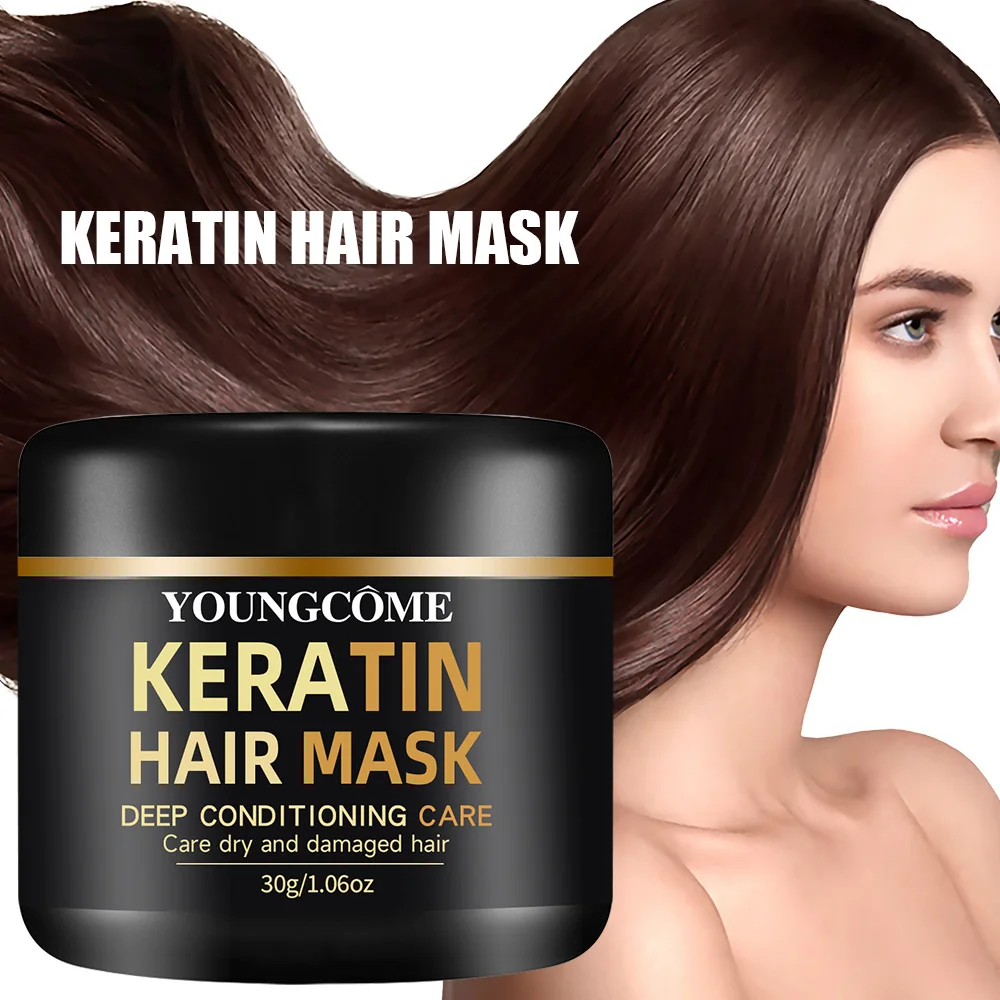 Keratin-Haarmaske mit natürlicher Formel, Reparatur von Schäden, trockenes, geteiltes Haar, nährende, feuchtigkeitsspendende Behandlung, glänzende, tiefe Haarpflegemaske