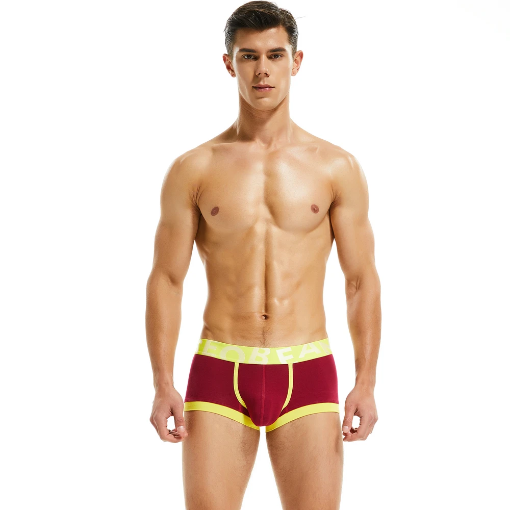 New Brand SEOBEAN Mens Low Rise Cotton Sexy Boxer Trunk Underwear