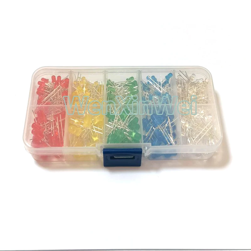 300 Stks/doos 3Mm 5Mm Led Diode Gevarieerd Kit Wit Groen Rood Blauw Geel F3 F5 Leds Light Emitting diodes Elektronische Kit