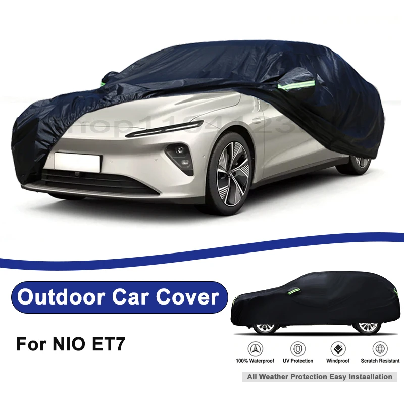 Outdoor Full Car Cover For NIO ET7 with Reflective Strips Waterproof Snowproof Dustproof UV Protection Auto Accessories