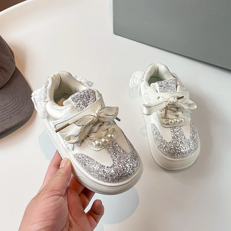 

Zapatos, модная обувь для девочек, осень 2023, новые детские кроссовки, простая универсальная сверкающая повседневная обувь для девочек, Кроссовки Детские
