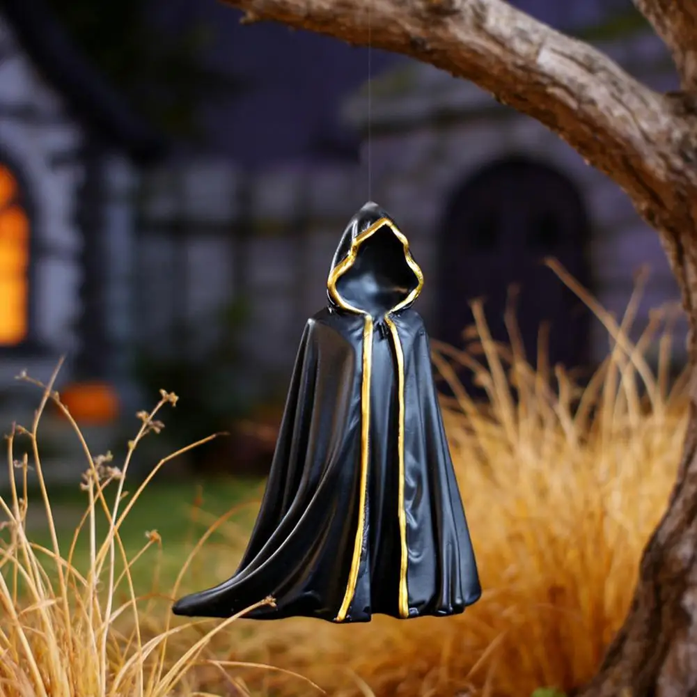 Home Window Hanging Props Halloween Grim Reaper Resin Figurine Cloaked Skeleton Hanging Ornament Spooky Dark Fantasy for Desk