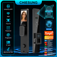 Real Time Intercom  Intelligente Tuya Wifi 3D Face lock Multilingual switching password key remote APP IC card unlock