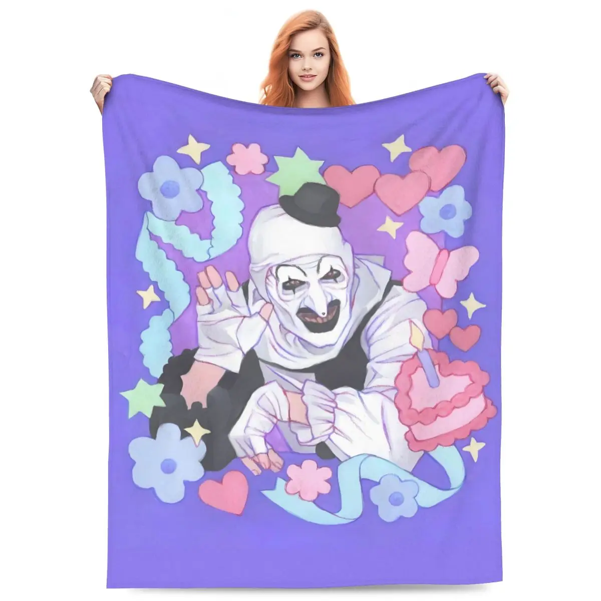 Custom T-Terrifiers Horror Movie Blanket 3D Print Soft Flannel Fleece Warm Throw Blankets for Travel Bedroom Couch Quilt